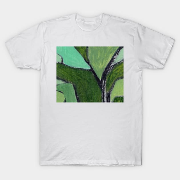 Abstract Oil Painting 2c20 Fern Olive Seafoam Green T-Shirt by Go Abstract Art